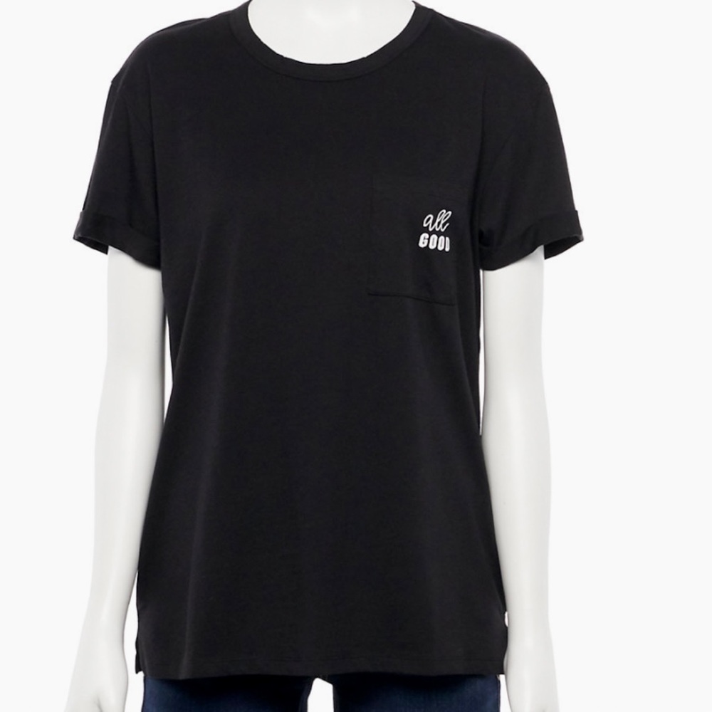 Sonoma Goods For Life Girlfriend Tee All Good Black Size Medium